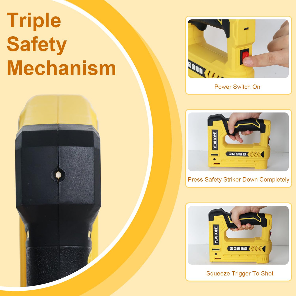 YEAHOME Electric Staple Gun, 5 in 1 Cordless Staple Gun for Upholstery with 1800 Staples & Nails, 3.7V Brad Nailer Kit with USB Charger for Wood, Carpentry, Crafts, DIY YEAHOME