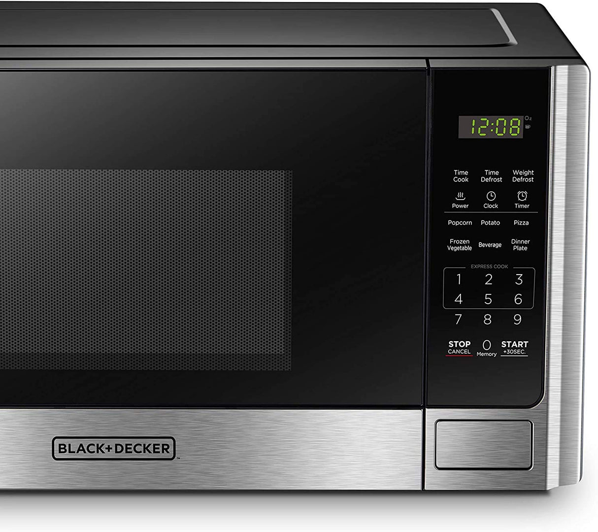 BLACK+DECKER Digital Microwave Oven with Turntable Push-Button Door, Child Safety Lock, Stainless Steel, 0.9 Cu Ft BLACK+DECKER