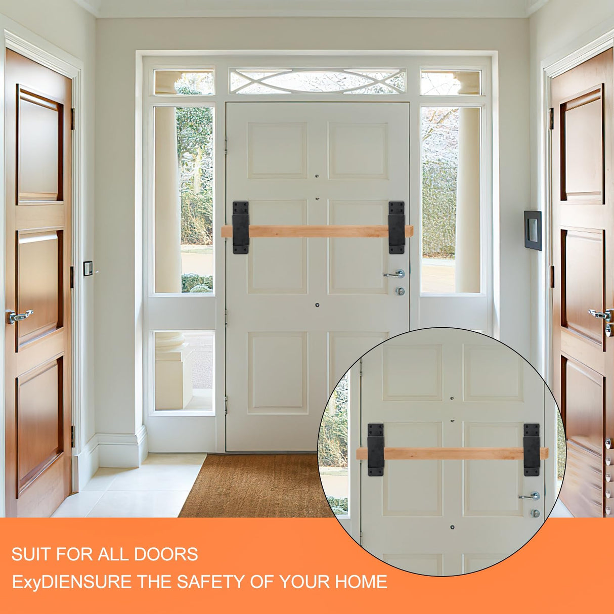 2x4 Door Barricade Brackets, 2 Pcs Door Security Barricade Brackets, Heavy Duty Door Security Brackets for 2 x 4 Lumber, Open Bar Security Holder U Brackets for Indoor, Outdoor (6.88"x1.96"x1.77"2Pcs) bayidun