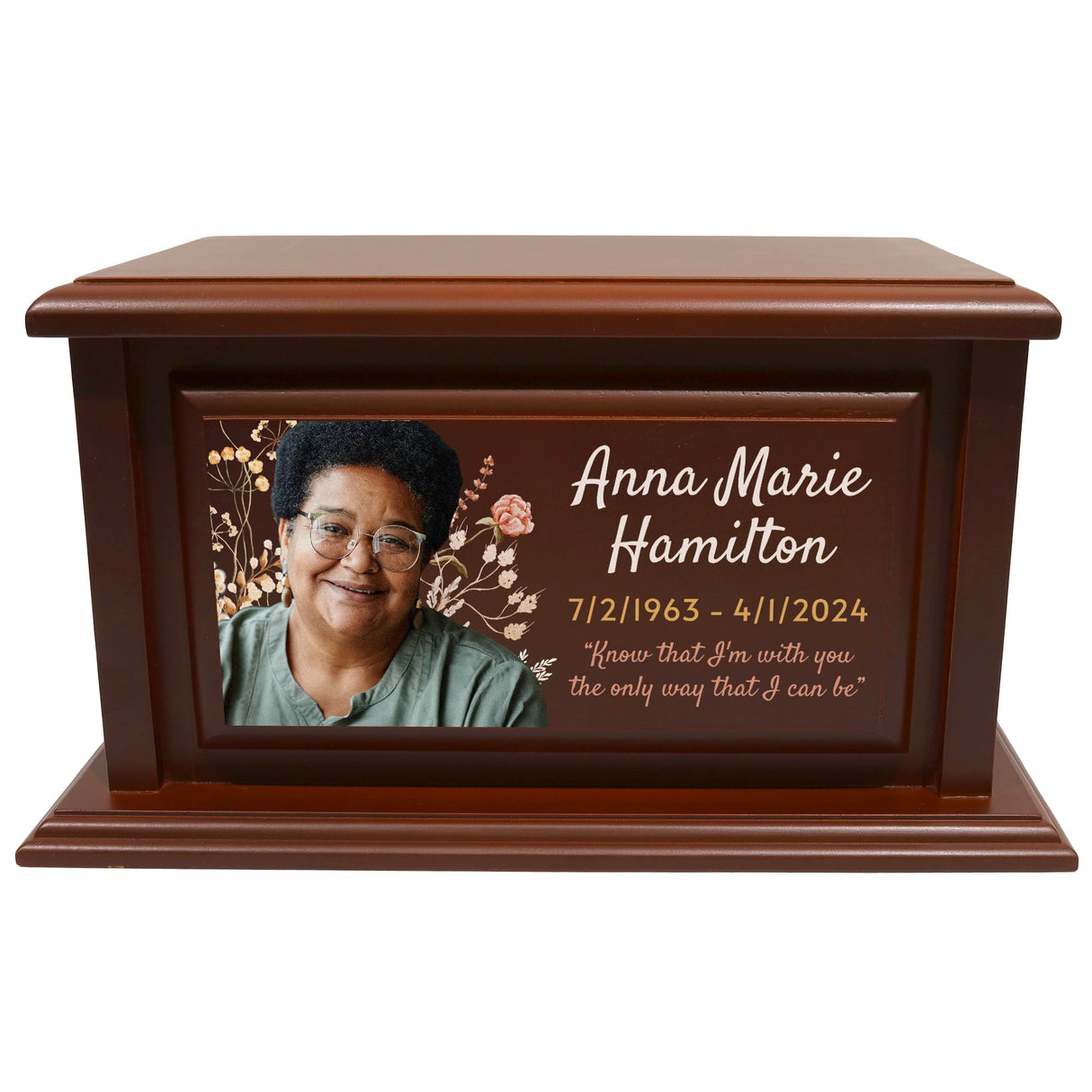 Personalized Solid Wood Human Urns for Ashes 250lbs, Custom Urn Box for Human Ashes, Large Burial and Cremation Urns for Ashes, Cherry Wood Color (Design 6) Basic Fundamentals