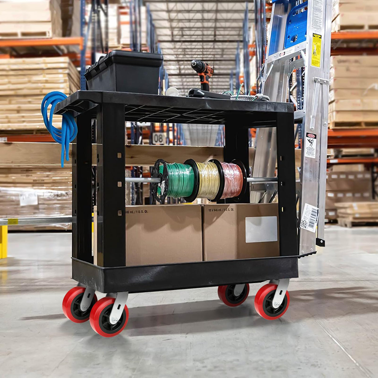 HANDSAMMU 6 inch Industrial Casters-Polyurethane on Polyolefin Swivel Casters, Set of 4 Heavy Duty Casters with 4000 lb Capacity, Caster Wheels for Workbench, Industrial Equipment (2Rigid&2Swivel) Handsammu