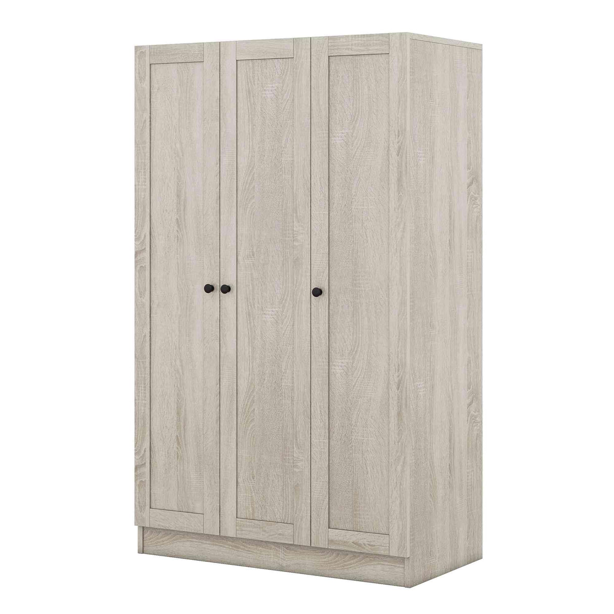ATY 3-Door Wardrobe Closet with Shelves and Hanging Rod, Wooden Freestanding Armoire, Clothes Organizer Cabinet for Bedroom, Guestroom, Gray ATY