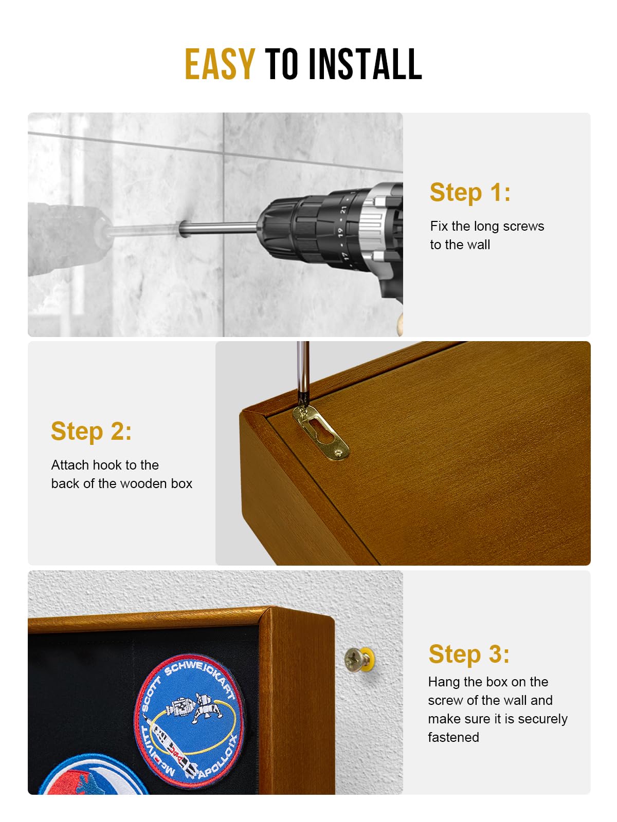 Concealment Furniture, Concealment Shelf Wall Mounted Hidden Storage Box Compartment Furniture Hidden Shelf Wooden Picture Photo Frame with Patches Display Panel(Black Ebony) 1TG Tactical