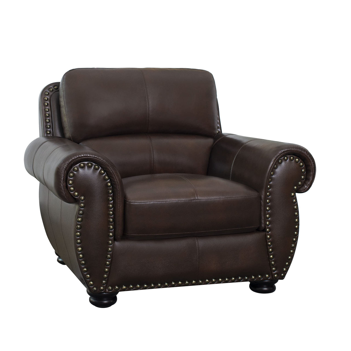 Abbyson Living Austin Leather Armchair - Traditional Design, Nailhead Trim, Brown Abbyson Living