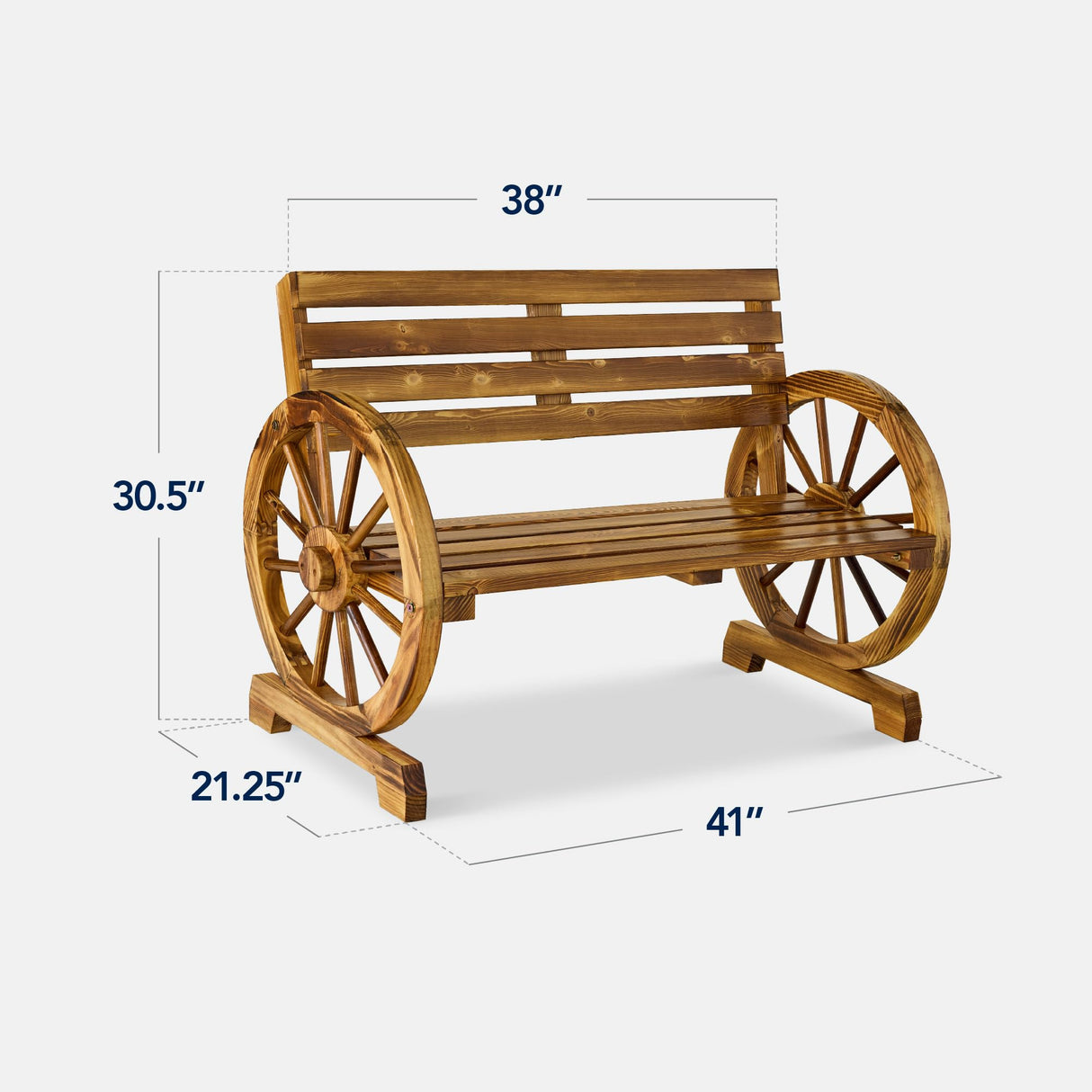Best Choice Products 2-Person Wooden Wagon Wheel Bench for Backyard, Patio, Porch, Garden, Outdoor Lounge Furniture w/Rustic Country Design, Slatted Seat and Backrest - Natural Best Choice Products