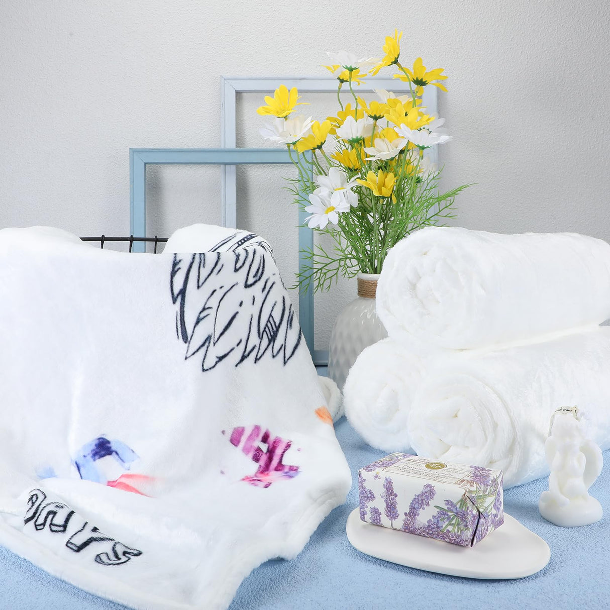 Preboun 10 Pcs Sublimation Throw Blanket Thick Plush Blankets Soft Fuzzy Blanket White Blank Blanket for DIY Custom Personalized Sublimation Photo (30 x 40 Inch) Preboun