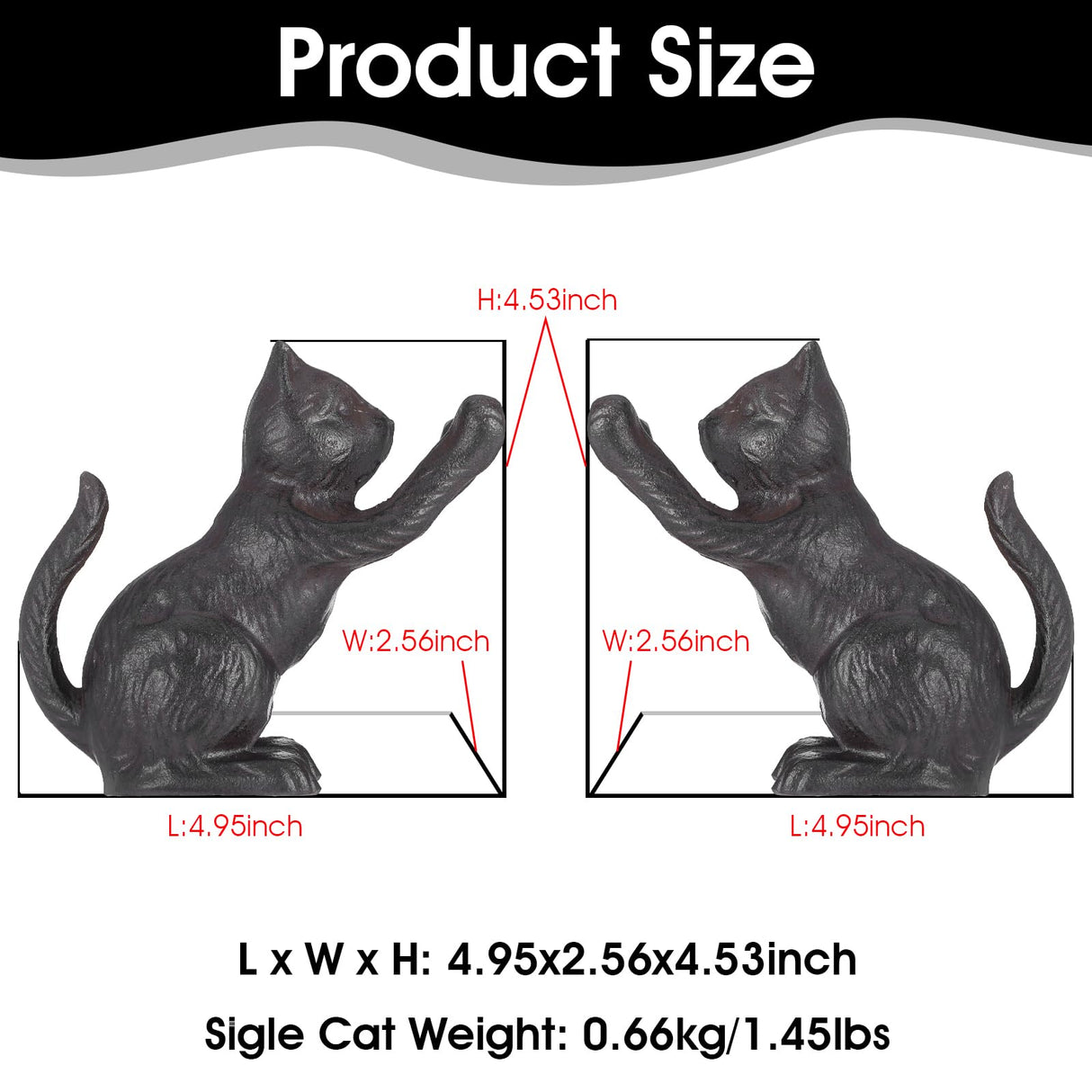 Cat Decorative Bookends, Cute Book Ends to Hold Books, Bookends for Shelves, Unique Cast Iron Book Stopper for Heavy Books, Cat Office Decor, 1 Pair/2 PCS JOUTYFOR