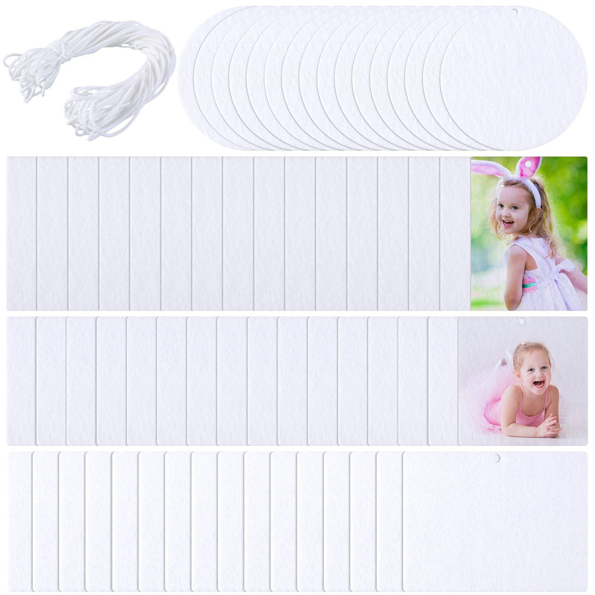 25 Pieces Sublimation Air Freshener Blanks Sheets Car Freshies Supplies Starter Kit Diy Felt Scented Sheet with Elastic Rope for Car Interior Use and Decor, 4 Styles Maitys