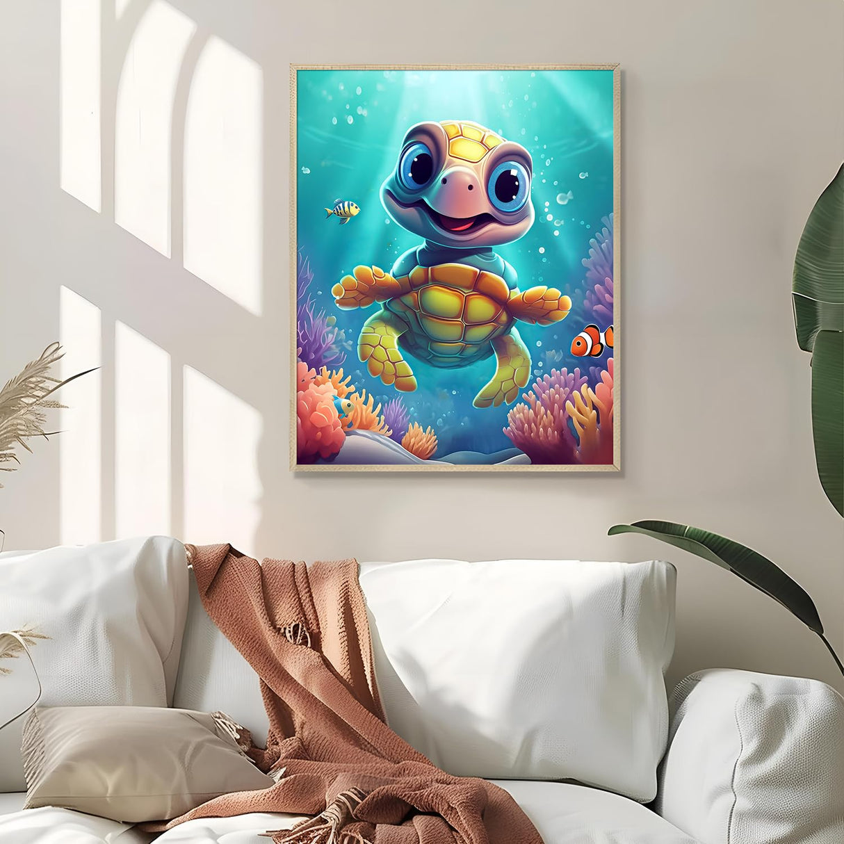 Pangoo Art Paint by Numbers Kit for Adults, Underwater World Paint by Number for Adults, Paint by Numbers Turtle Canvas DIY Kits, Simple Adult Paint by Number Beginner for Home Wall Art 16x20 inch Pangoo Art