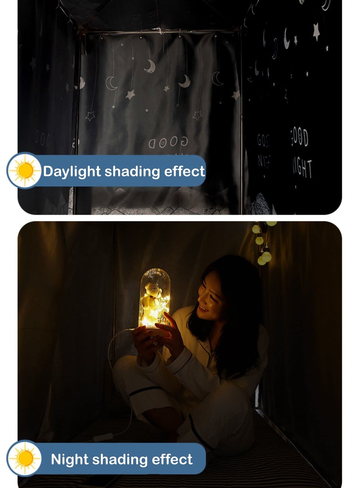 SIQITECHNO 2 Pieces Upper/Bottom Bunk Bed Curtains Dorm Home Blackout Privacy Bed Cloth Curtain Shading Breathable Dustproof Bed Canopy with Rope and Buckles for Kids Teen Loft Bed Single Sleeper SIQITECHNO