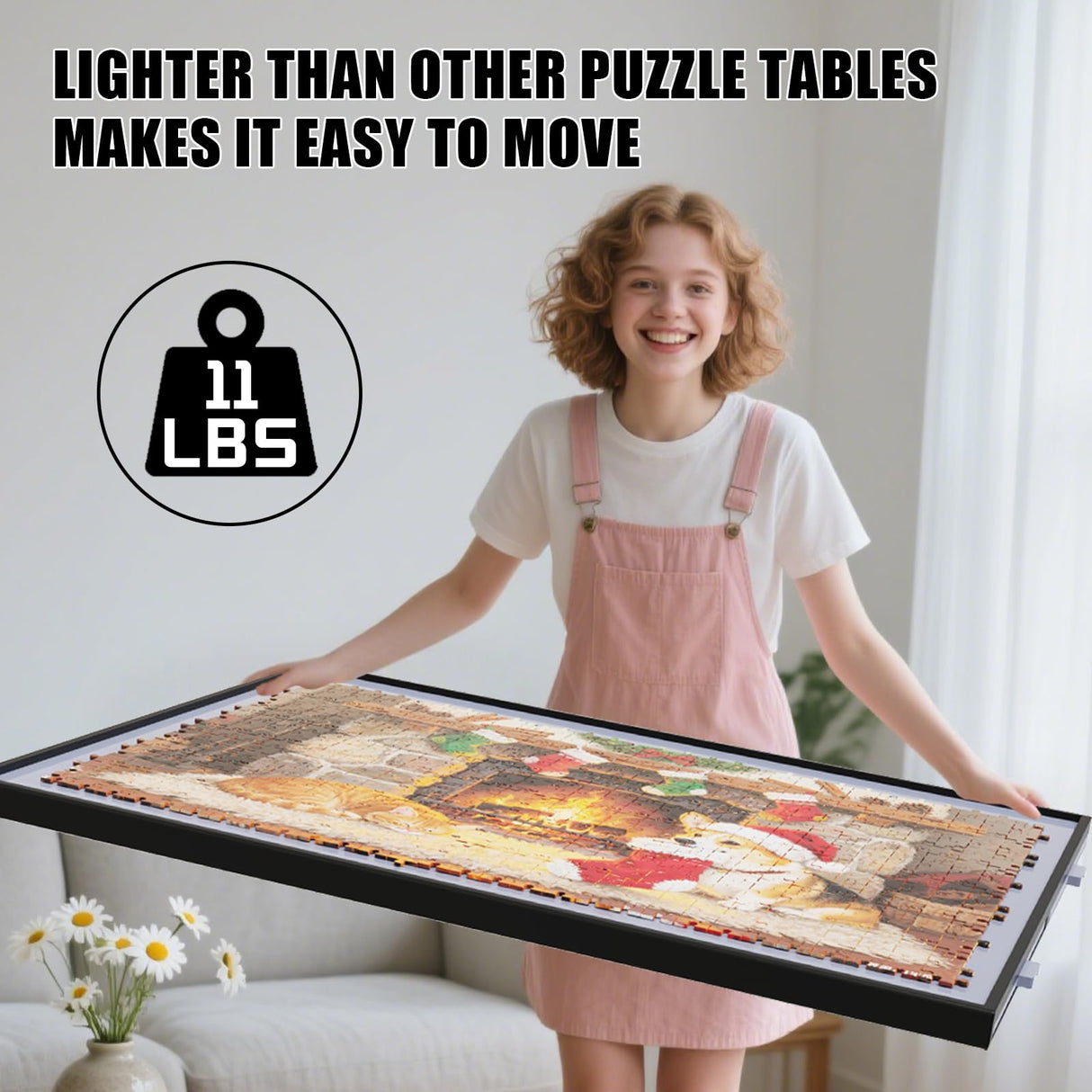 Puzzle Table with Drawers Adjustable Height 1500pcs,Foldable for Storage 3 in 1 Jigsaw Puzzle Table with Legs,Puzzle Tables for Adults with Drawers Doerpuz