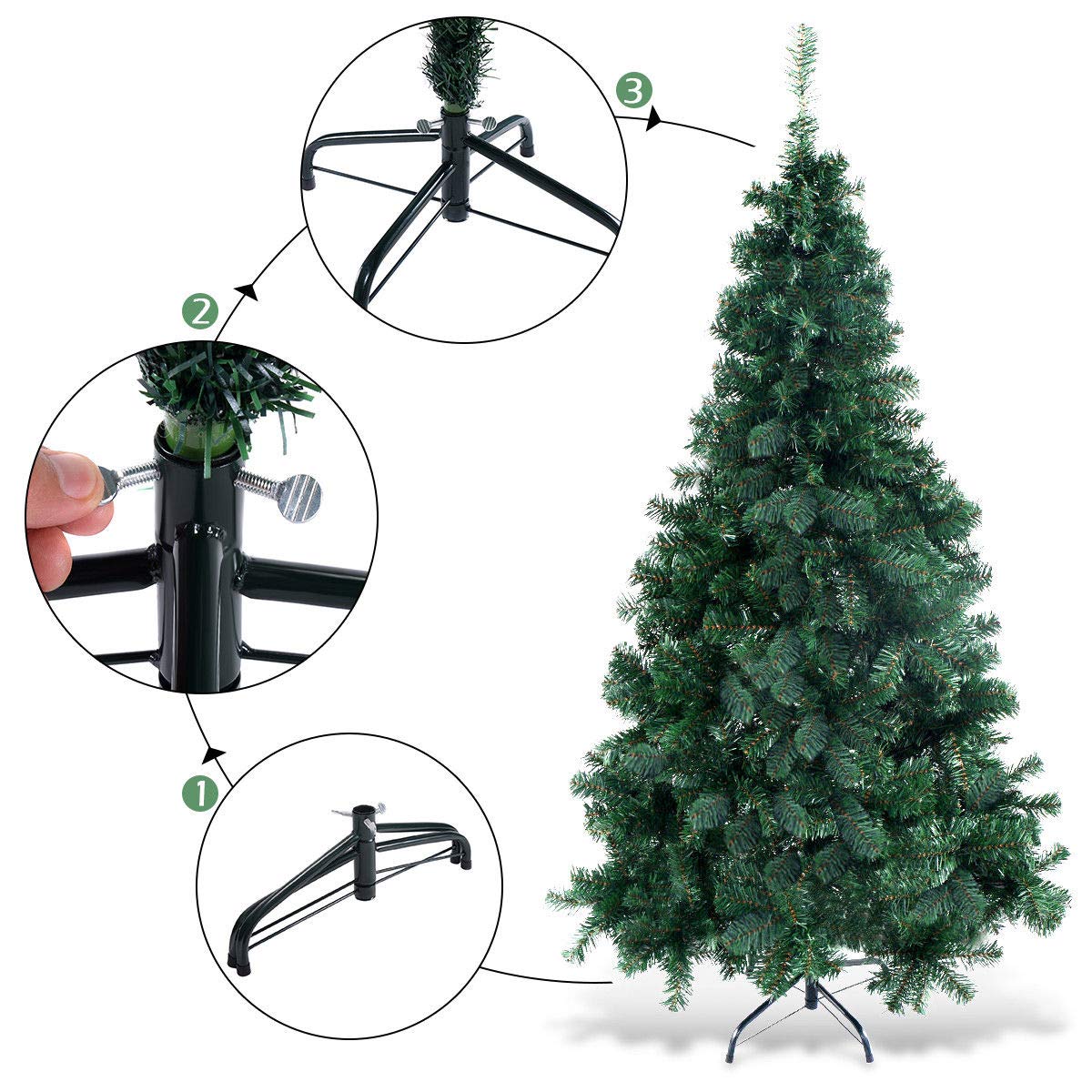 COSTWAY 6Ft Artificial PVC Christmas Tree W/Stand Holiday Season Indoor Outdoor Green COSTWAY