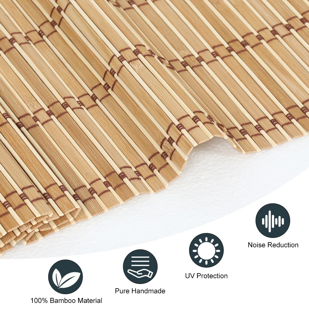 SEEYE Cordless Bamboo Blinds Shades, Light Filtering Bamboo Roller Shades Natural Roman Blind Shade, Bamboo Roll Up Blind for Windows, Easy to Install for Door, Patio, Bedroom, 26" W x 64" H,Natural SEEYE