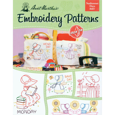 Aunt Martha's 407 Sunbonnet Days Embroidery Transfer Pattern Book Kit