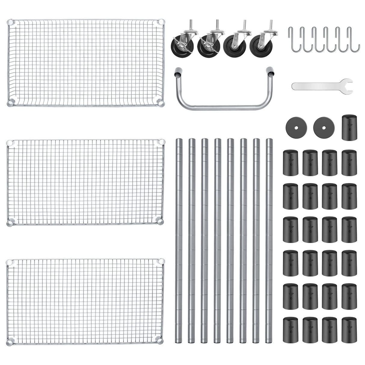 WDT 990Lbs Capacity Heavy Duty Rolling Utility Cart, NSF Rolling Carts with Wheels,Commercial Grade Metal Cart with Handle Bar & Shelf Liner,Trolley Serving Cart for Restaurant,Kitchen,Gray WDT