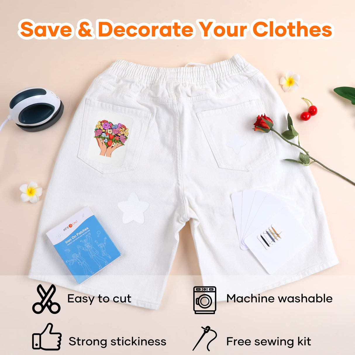 HTVRONT Iron on Patches for Clothing Repair, 20 Pieces White Sublimation Patches, Fabric Patches for Clothes, White Repair Decorating Kit, Iron on Blank Patches Size 3.7" by 4.9" (9.5 cm x 12.5 cm) HTVRONT