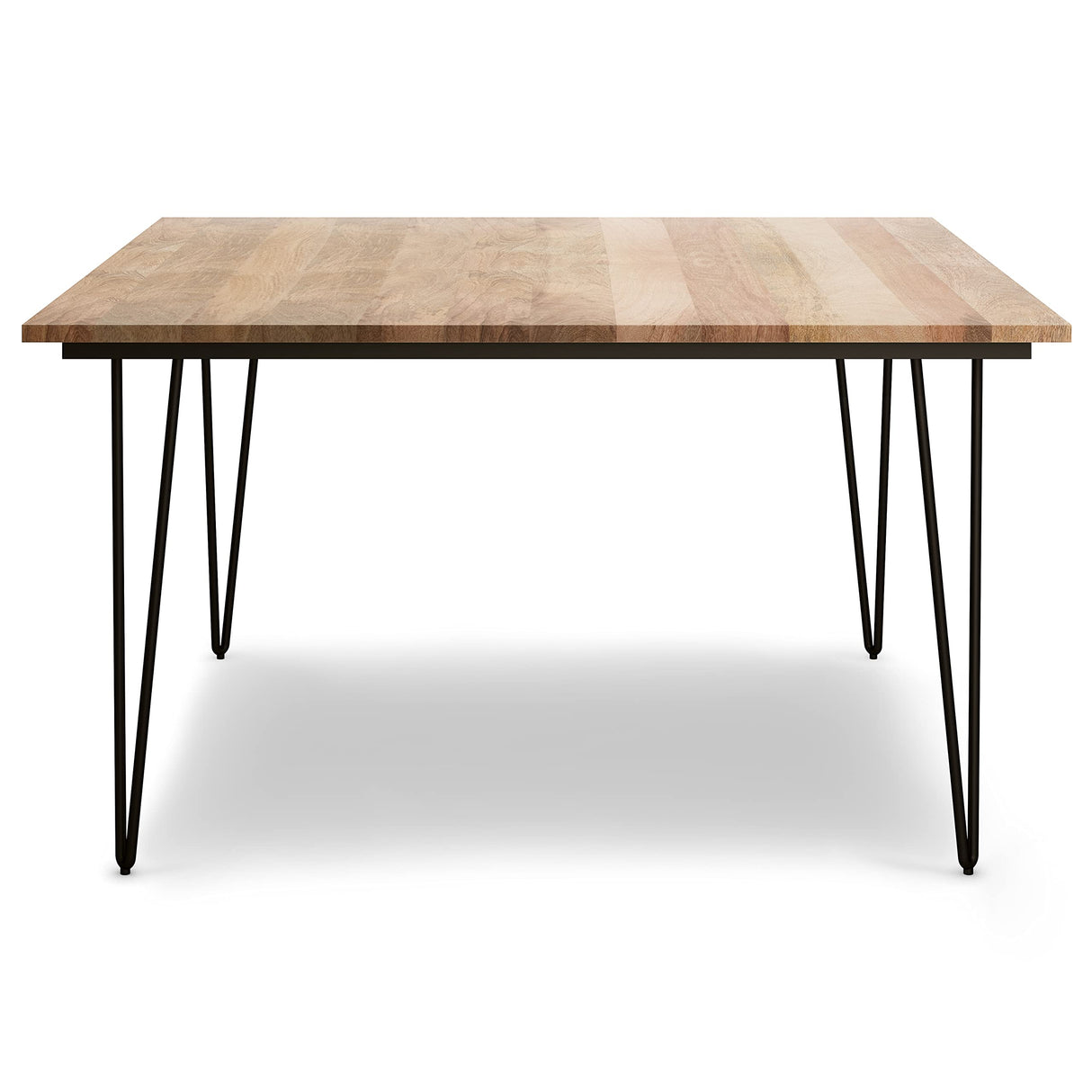 SIMPLIHOME Hunter SOLID MANGO WOOD and Metal 54 Inch Square Industrial Dining Table in Natural, For the Dining Room SIMPLIHOME
