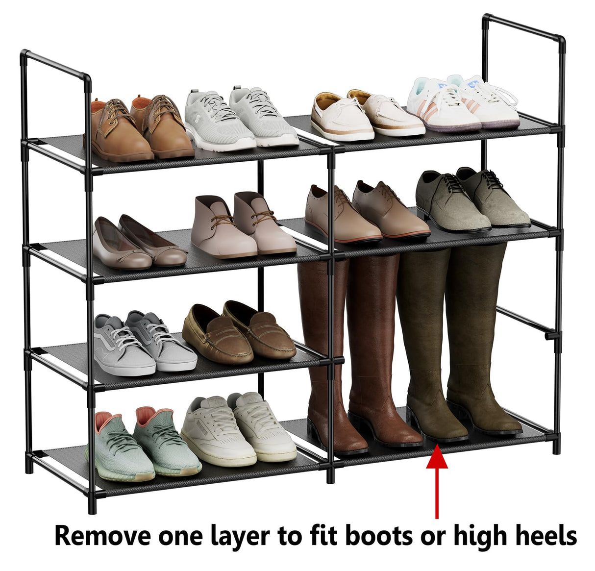 FIDUCIAL HOME 4 Tiers Shoe Rack Organizer 16-20 Pairs Stackable Shoe Storage Shelf Durable for Closet Entryway, Black FIDUCIAL HOME
