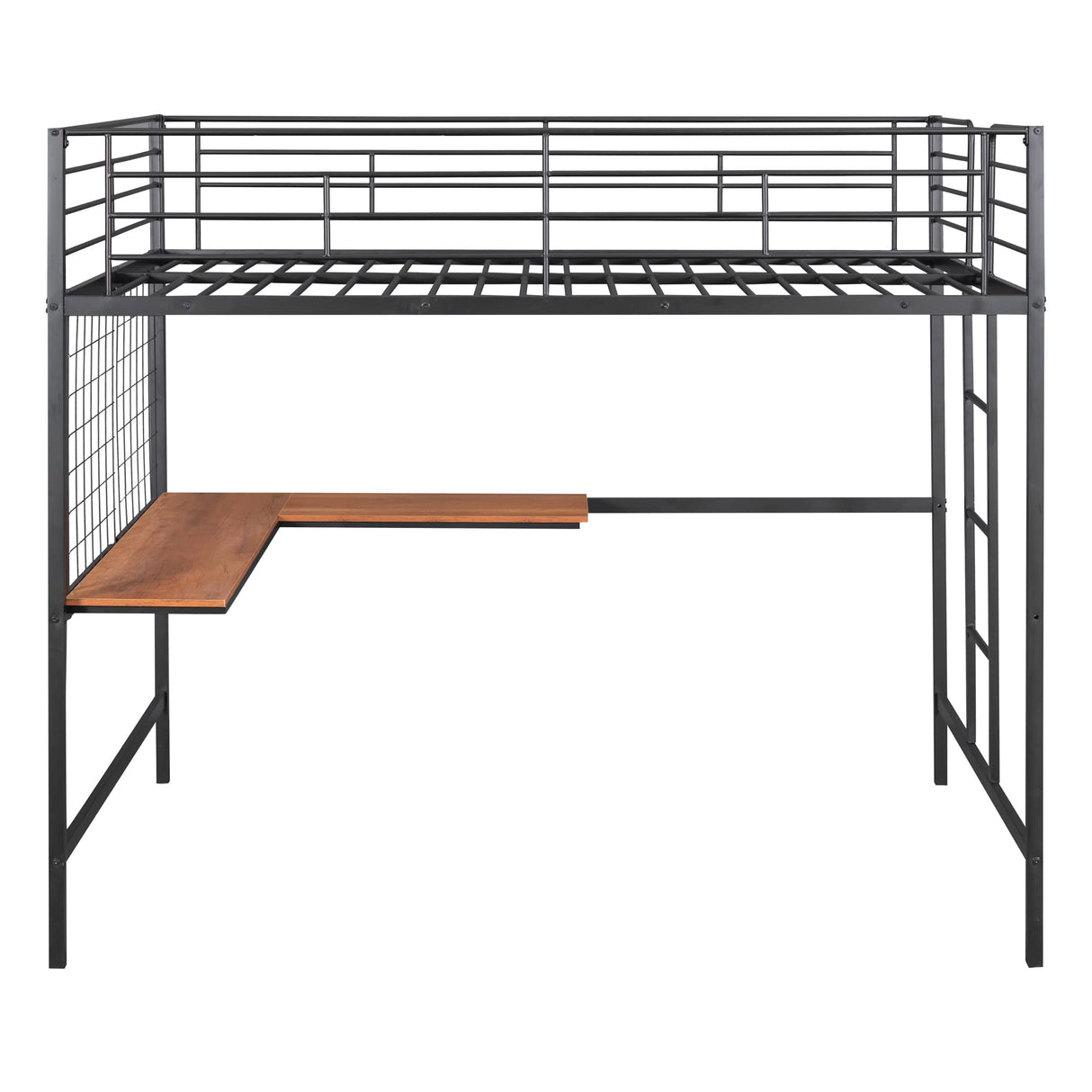 Harper & Bright Designs Full Size Metal Loft Bed Frame, Loft Bed Full with L-Shape Desk and Metal Grid, Space Saving Full Loft Bed with Desk Underneath for Kids,Teens (Full, Black) Harper & Bright Designs
