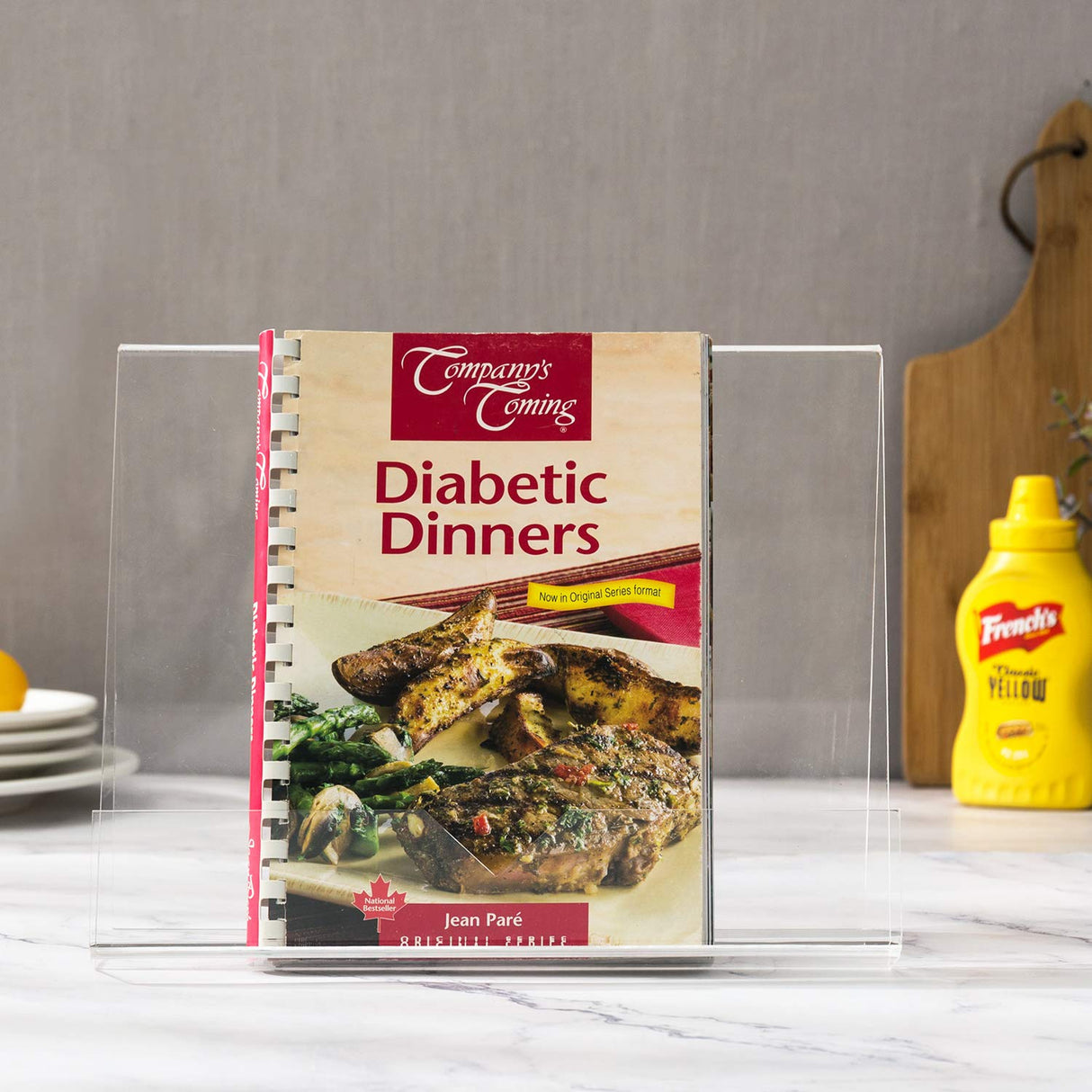 MyGift Cookbook Stand, Clear Cookbook Holder, Premium Acrylic Book Display Stand for Recipe Book/IPad/Tablet, Book Reding Holder for Coffee Table and Kitchen Counter MyGift