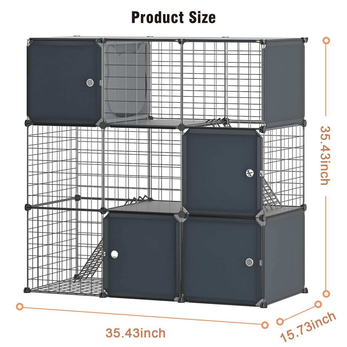 PAWING Indoor Cat Enclosure Outdoor 3-Tier Large Playpen Catio Cat Cage Outdoor Cat Crate Detachable Metal Wire Kennel Medium Kitten Cage PAWING