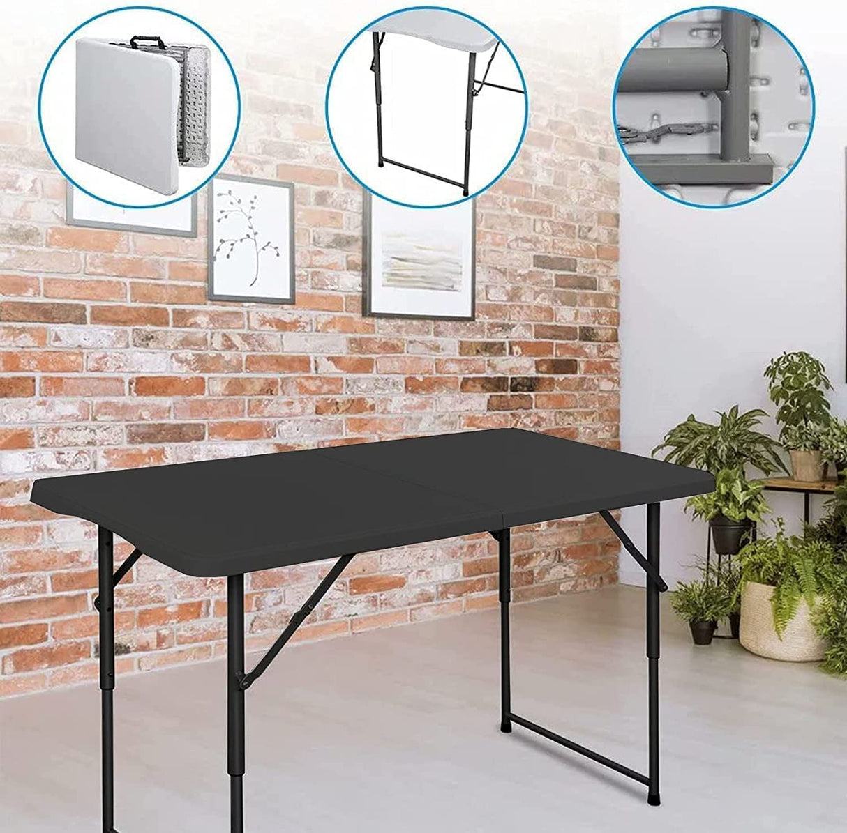 Edtian Folding Table, 4FT Small Portable & Foldable for Indoor & Outdoor Use, Compact Card Table for Camping, Crafting Edtian