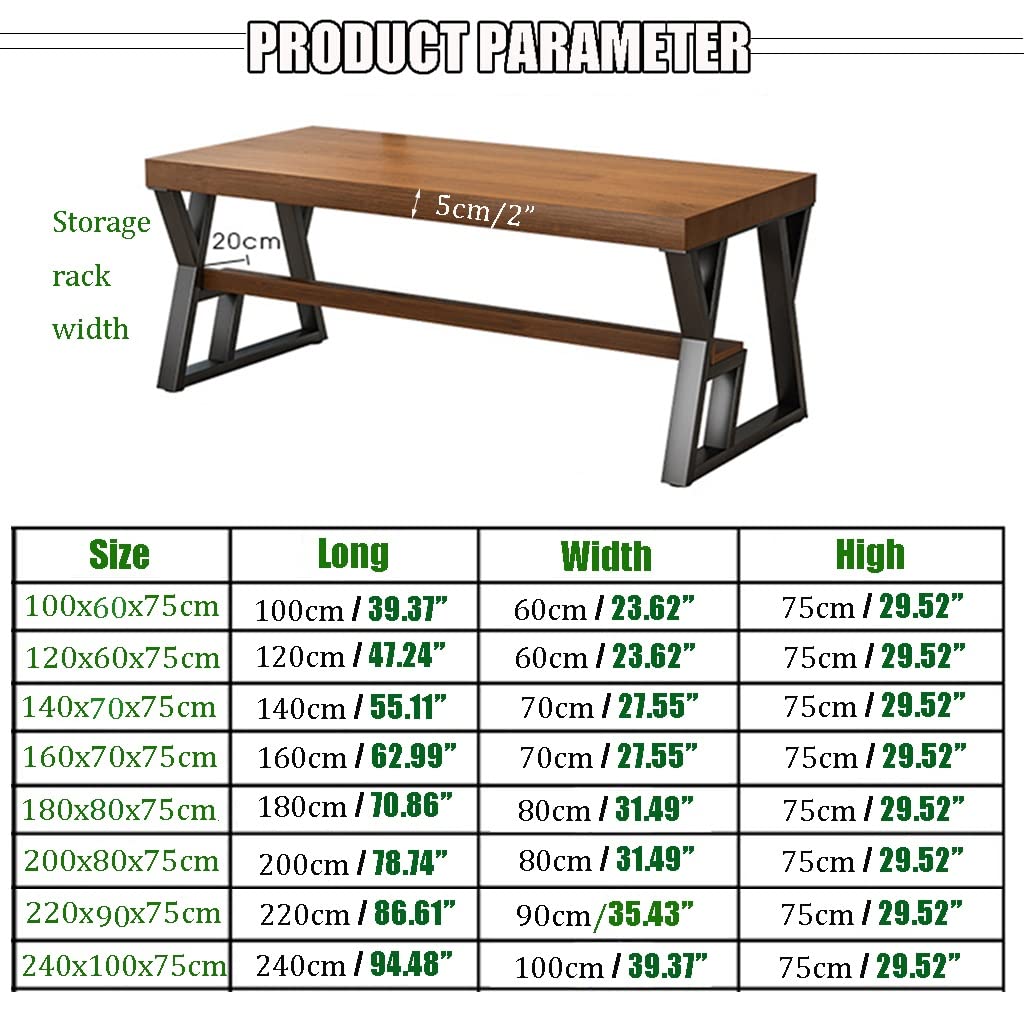 ZYYWX Simple Solid Wood Desk, Personal Workbench with Storage Rack, Wear-Resistant and Anti-scalding, Easy to Install (Size : 240x100x75cm) ZYYWX