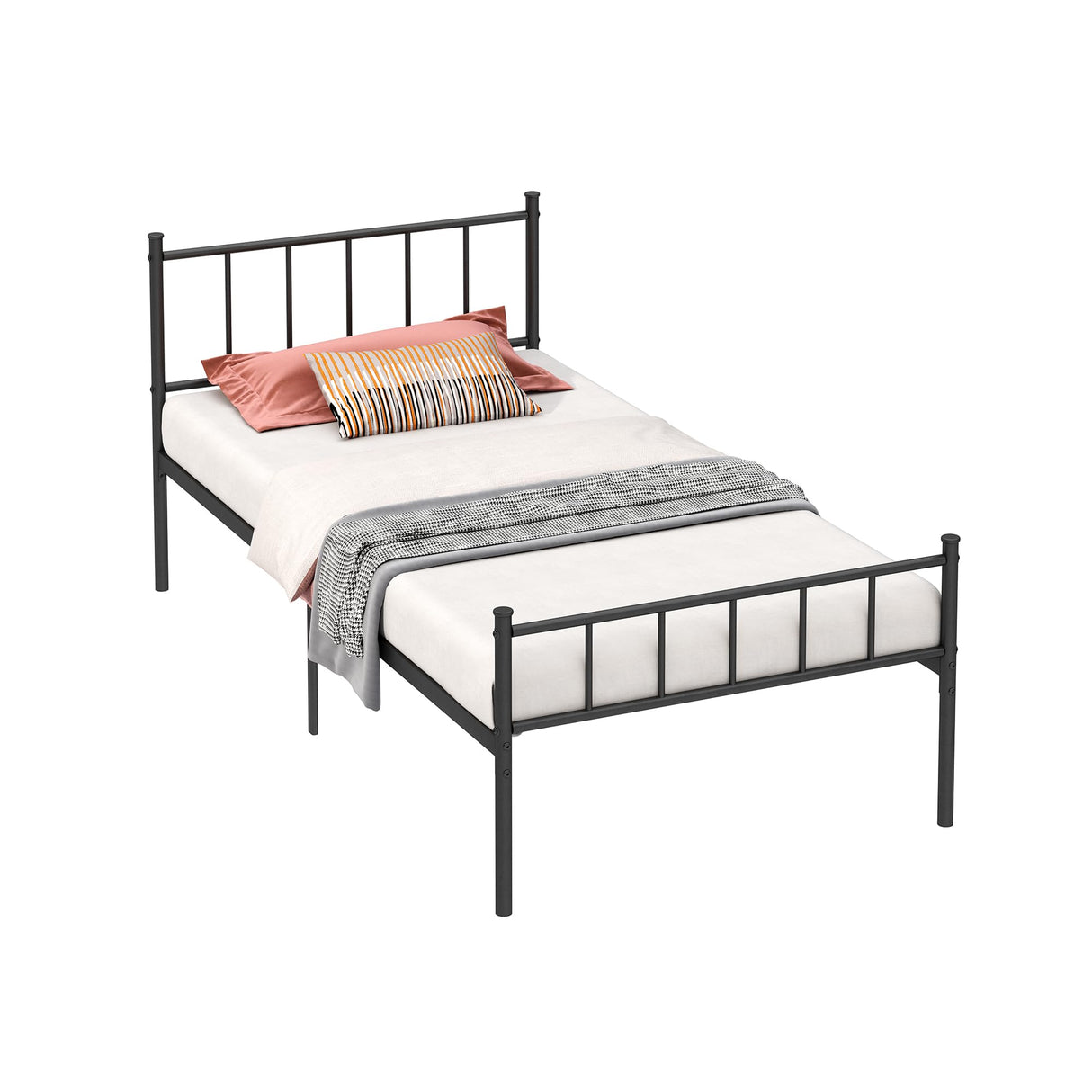 HAFENPO Twin Size Platform Bed Frame - Black Metal Bed Frame,Heavy Duty Base with Headboard and Footboard,Steel Slat Support,No Box Spring Needed,Easy to Assemble,Suitable for Bedrooms HAFENPO
