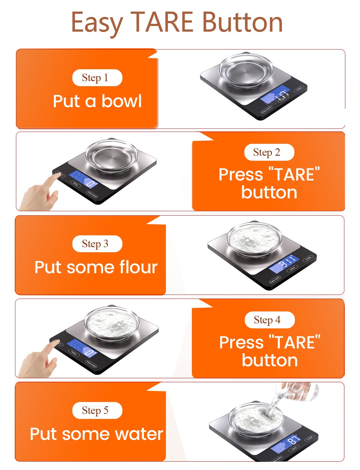 Food Scale -33lb Digital Kitchen Scale for Food Ounces Grams Rechargeable 304 Stainless Steel,Batteries and Type-C Charging | Perfect for Meal Prep, Cooking, and Baking, Black GGQ