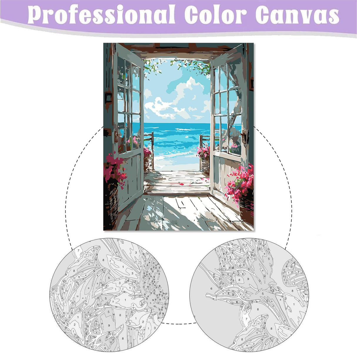 DIY Scenery Paint by Numbers Kit for Adults with Framed Canvas,Landscape Beach Digital Oil Painting Kit for Beginners,Acrylic Paint by Number Kits with Wooden Easel for Holiday Gifts 12X16 Inch. MIRCVSH