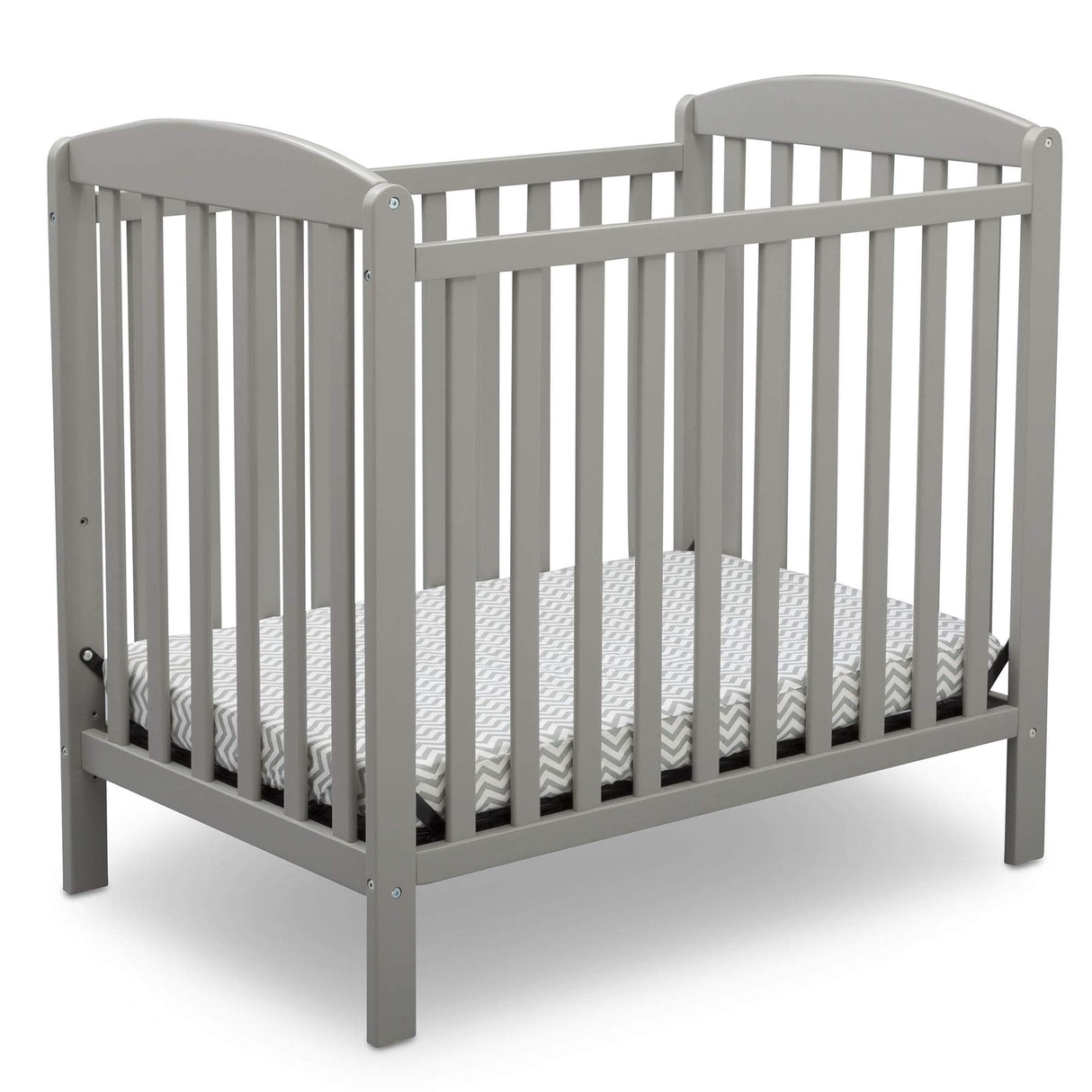 Delta Children Emery Mini Convertible Baby Crib with 2.75-inch Mattress, Grey Delta Children
