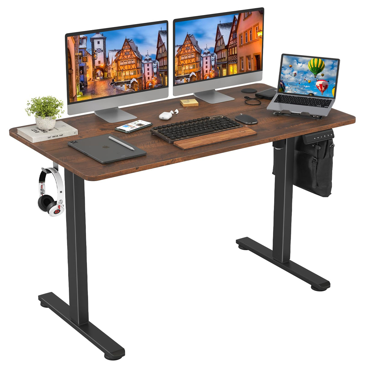 STARY Electric Standing Desk Adjustable Height Sit Stand Home Office Desk with Splice Board STARY