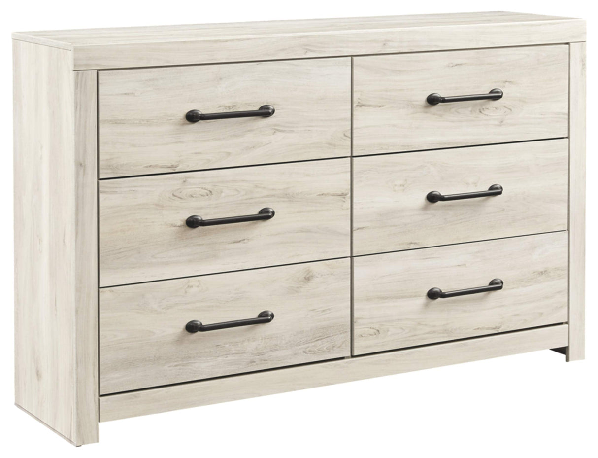 Signature Design by Ashley Cambeck Farmhouse Industrial 6 Drawer Dresser, Whitewash Signature Design by Ashley