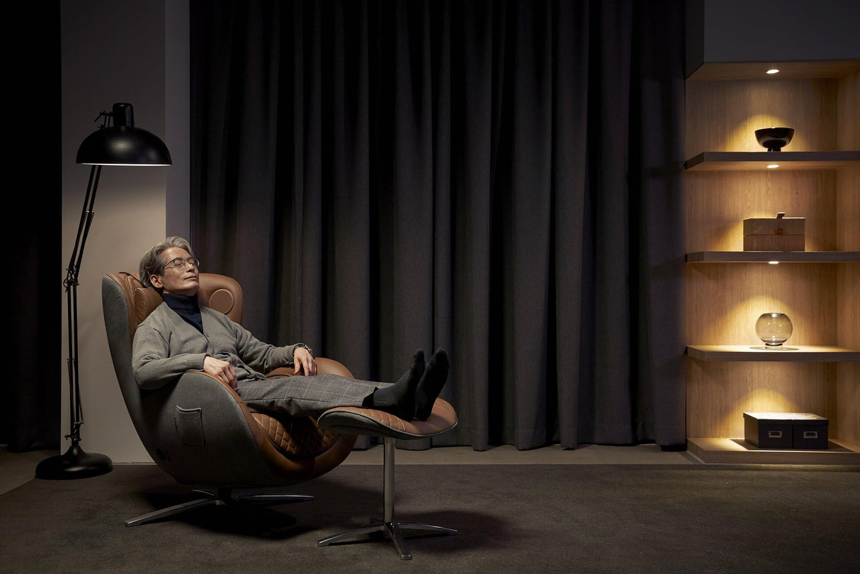 NOUHAUS Heated Classic Massage Chair Full Body and Spot Massaging Recliner with Ottoman, Bluetooth Speaker, in-Chair Charger. Portable Shiatsu Body Massager Chair (Caramel, Leather) Nouhaus