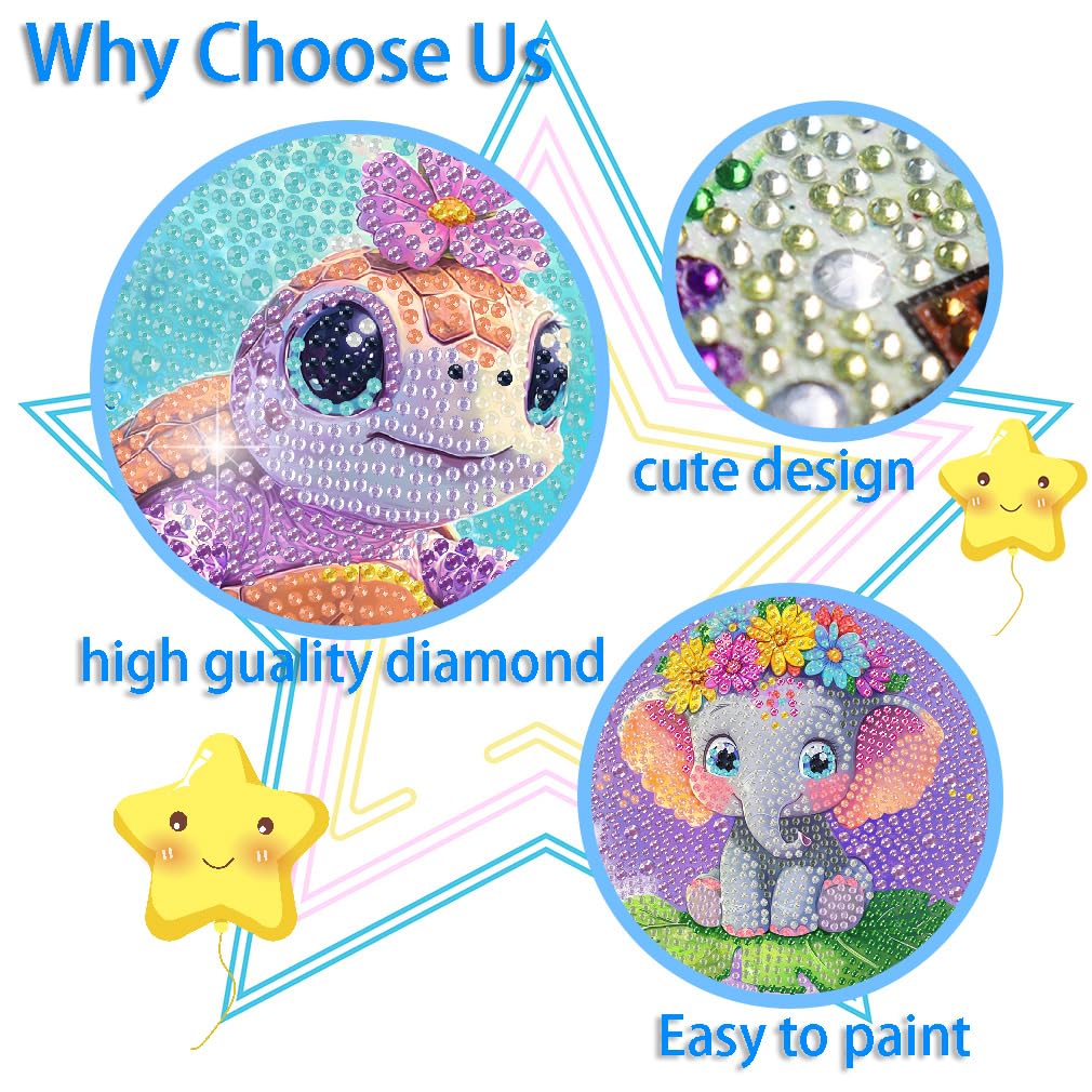 6 Pack 5D Diamond Painting Kits for Kids Beginners,Full Drill Cute Animals Diamond Art Kits,Diamond Art Arts and Crafts for Kids Ages 4-8-12,Home Wall Decor 6x6 Inch VividMeng