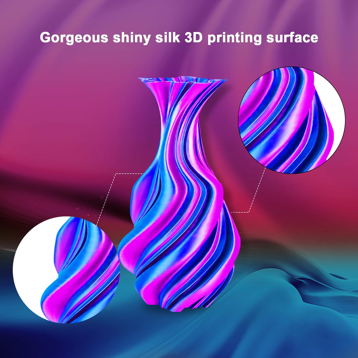 YOUSU Silk PLA Filament 1.75mm, 3D Printer Filament Dual Color Coextrusion Filament Silk Rose-Red Blue Color Change PLA, Compatible with Most of 3D Printer. Yousu