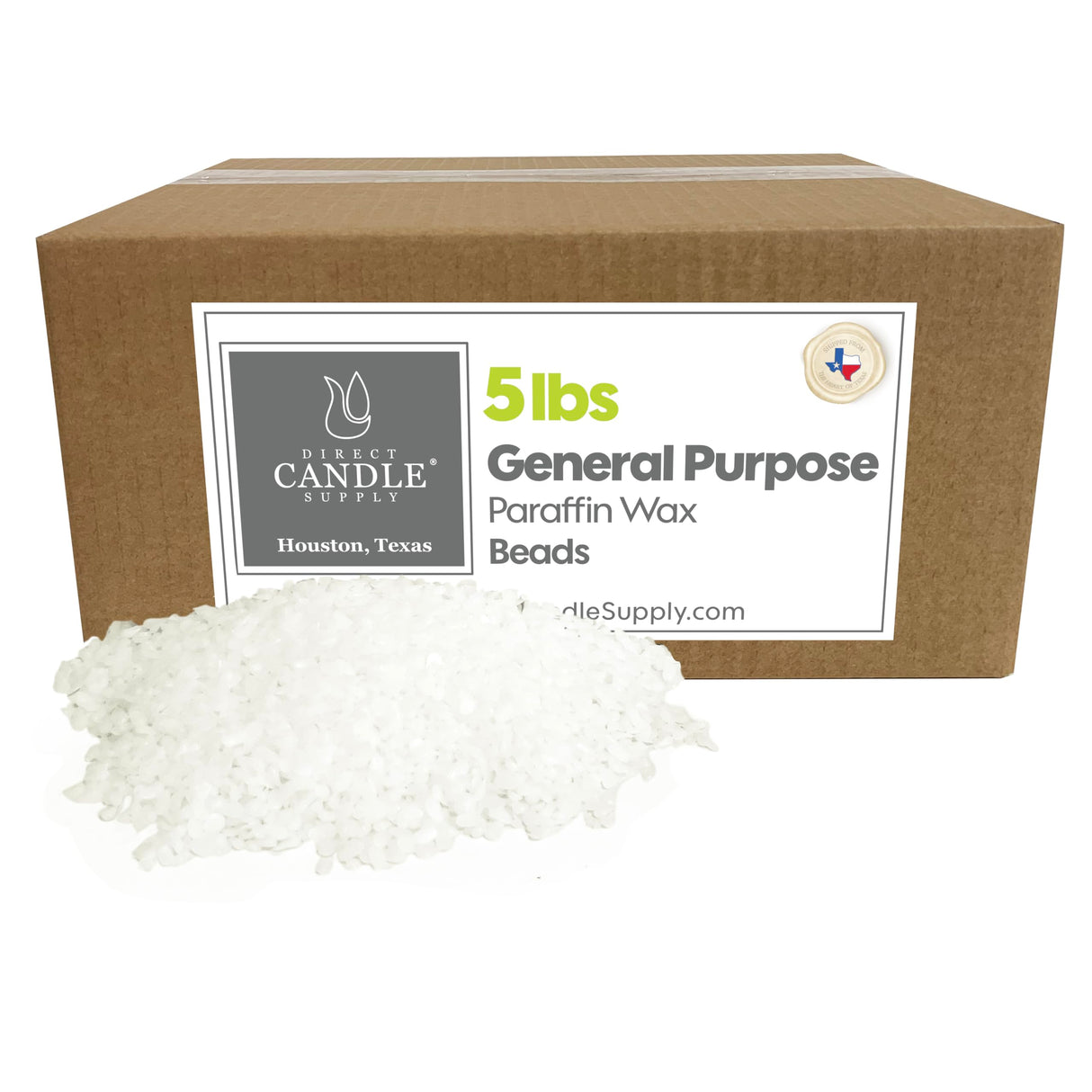 General Purpose Paraffin Wax Beads 5lb - Bulk Wax for Candle Making, Canning, Waterproofing, Furniture/Metal Preservation DIY Projects. 100% Fully Refined Paraffin Candle, Cera para Velas Direct Candle Supply