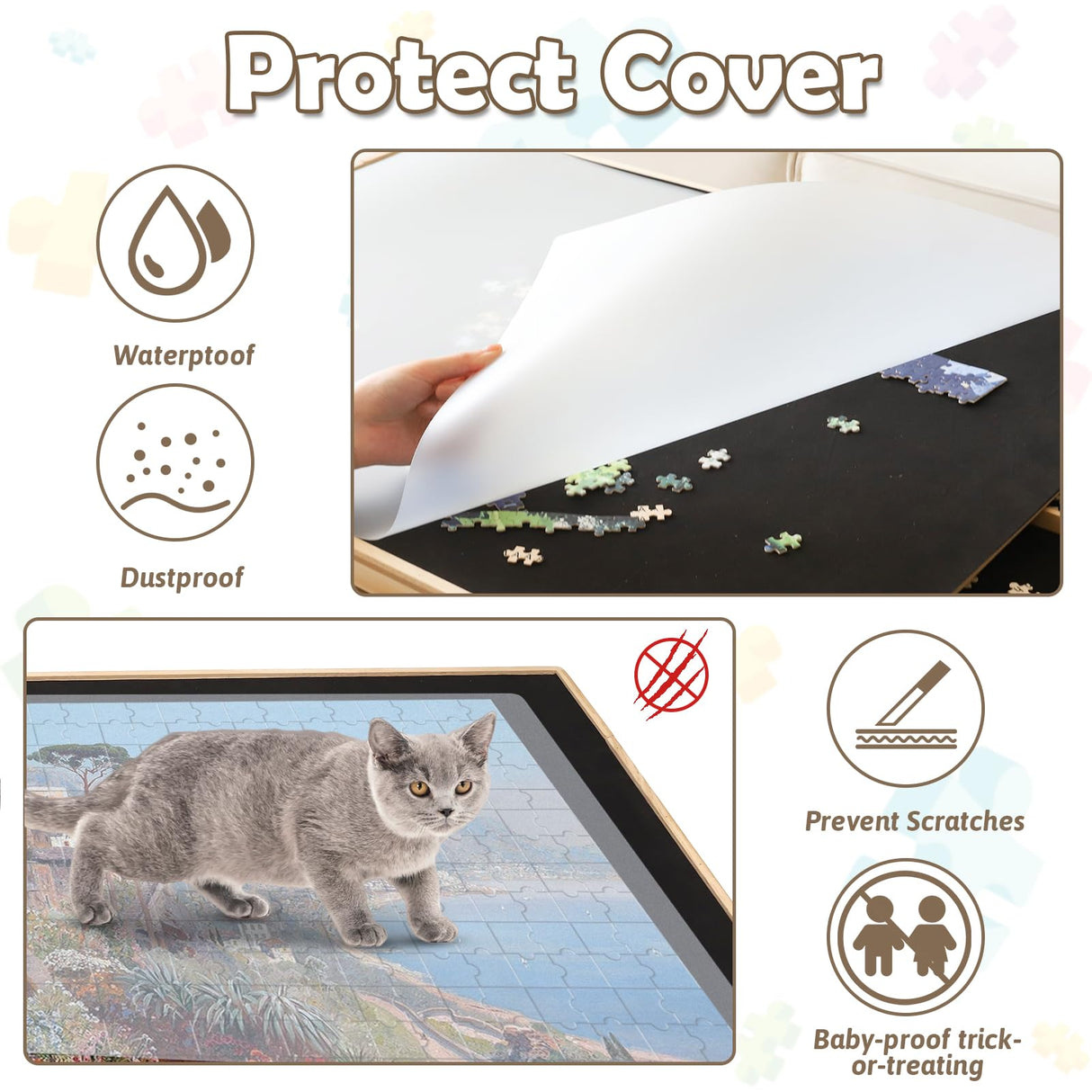 Rotating Puzzle Board 1500 Pieces - Adjustable Puzzle Table with Drawers & Dust Cover, 27x35 Inch Portable Wooden Jigsaw Board, Ergonomic Tilt for Adults, Gift for Mom Kids Wdmiya