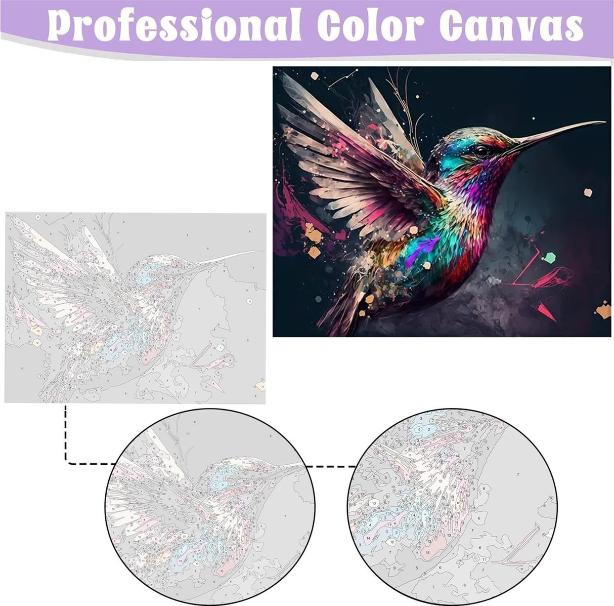 MaiMMaledy Paint by Numbers Kit for Adults Beginners Canvas Pictures with Framed Drawing Painting Acrylic Pigment with Wooden Triangle Easel Hummingbird 8Wx12L inch MaiMMaledy