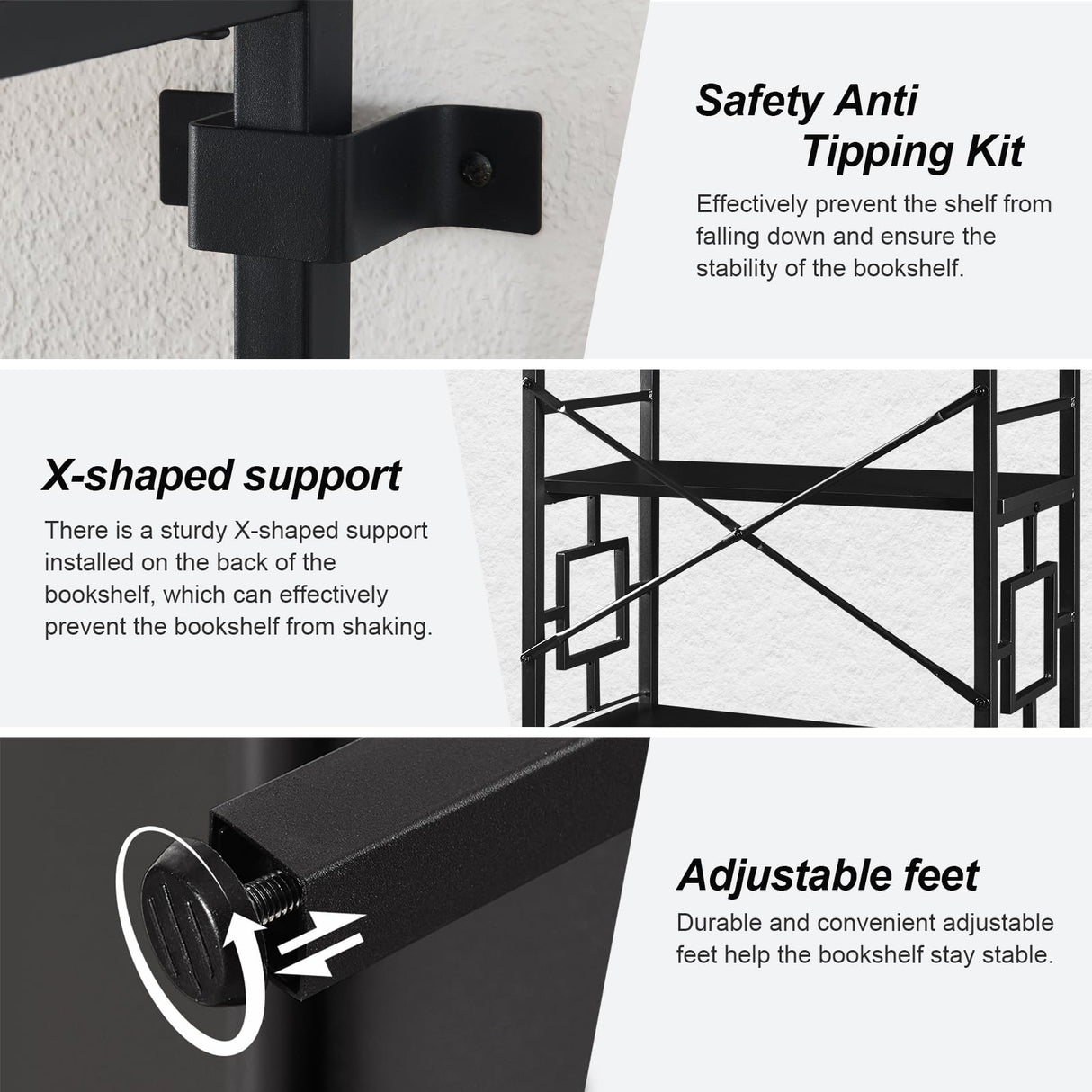 HOMISSUE Tall Bookshelf, 84 Inch Industrial Bookshelf with Metal Frame and Open Shelves, 7 Tier Metal Bookshelves and Bookcases, Rustic Tall Book Shelf for Office, Living Room and Bedroom, Black HOMISSUE