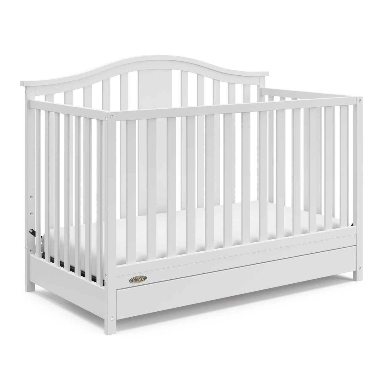 Graco Solano 4-in-1 Convertible Crib with Drawer Combo (White) – GREENGUARD Gold Certified, Includes Full-Size Nursery Storage Drawer, Converts to Toddler Bed and Full-Size Bed Graco