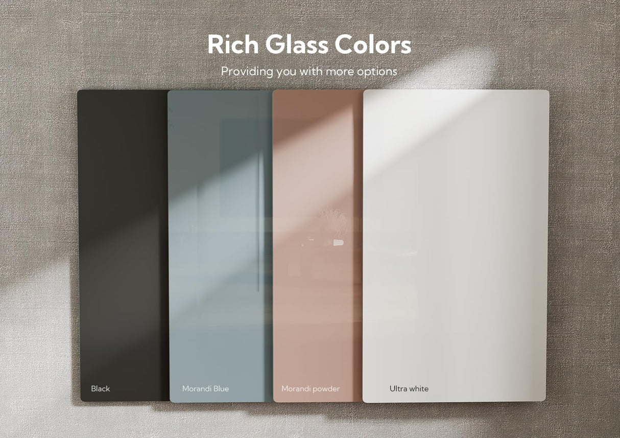 INNOVAR Glass Standing Desk with Drawers, Adjustable Height Electric Stand Up Desk, Small Standing Desk with Storage, 40 inch, Morandi Powder INNOVAR