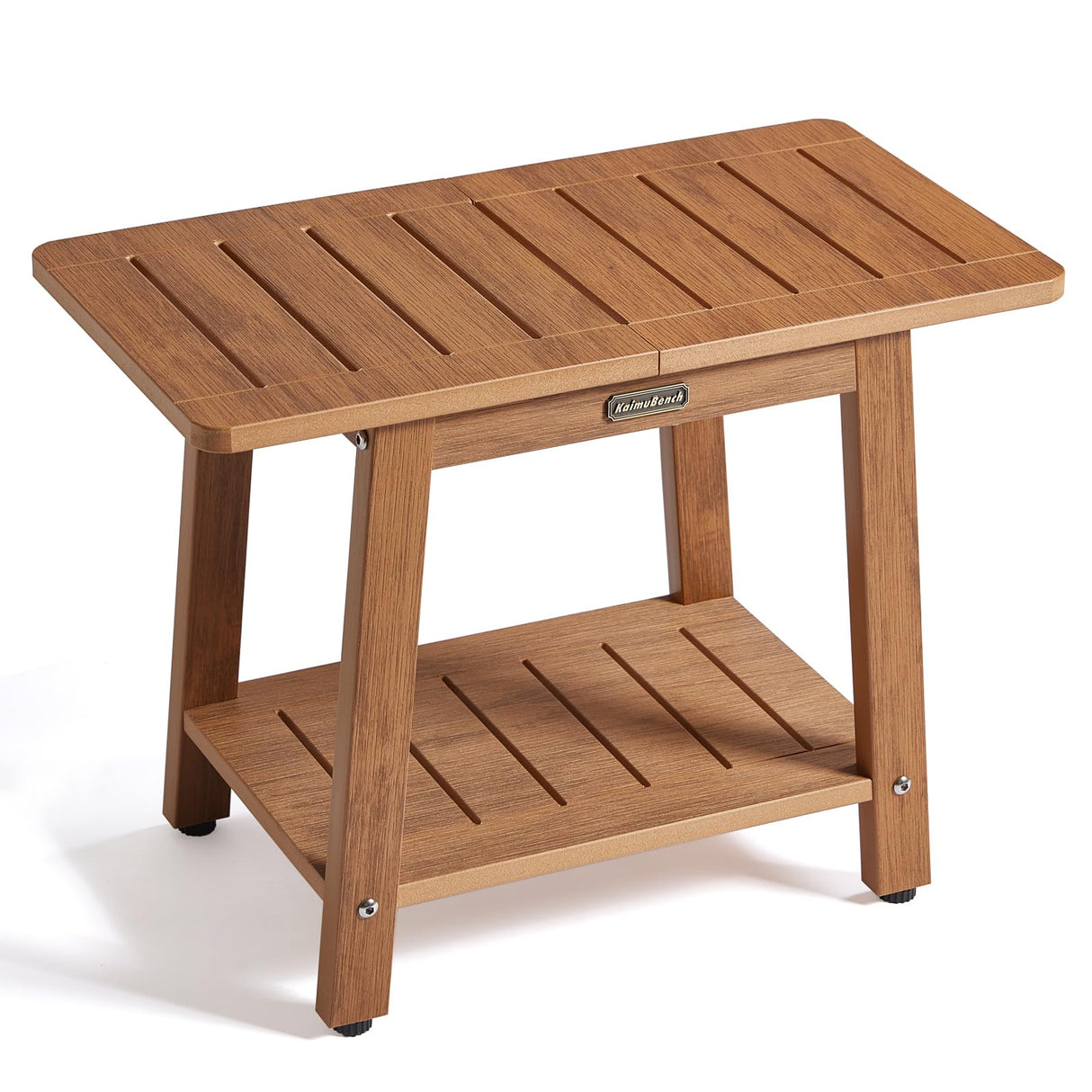 Poly Shower Stool for Inside Shower Waterproof, HDPS Shower Bench for Shaving Legs, Heavy Duty Plastic Bathroom Shower Chair Shower Seat Adjustable Feet, Shower Foot Rest Stool, No-Slip, Brown KaimuBench