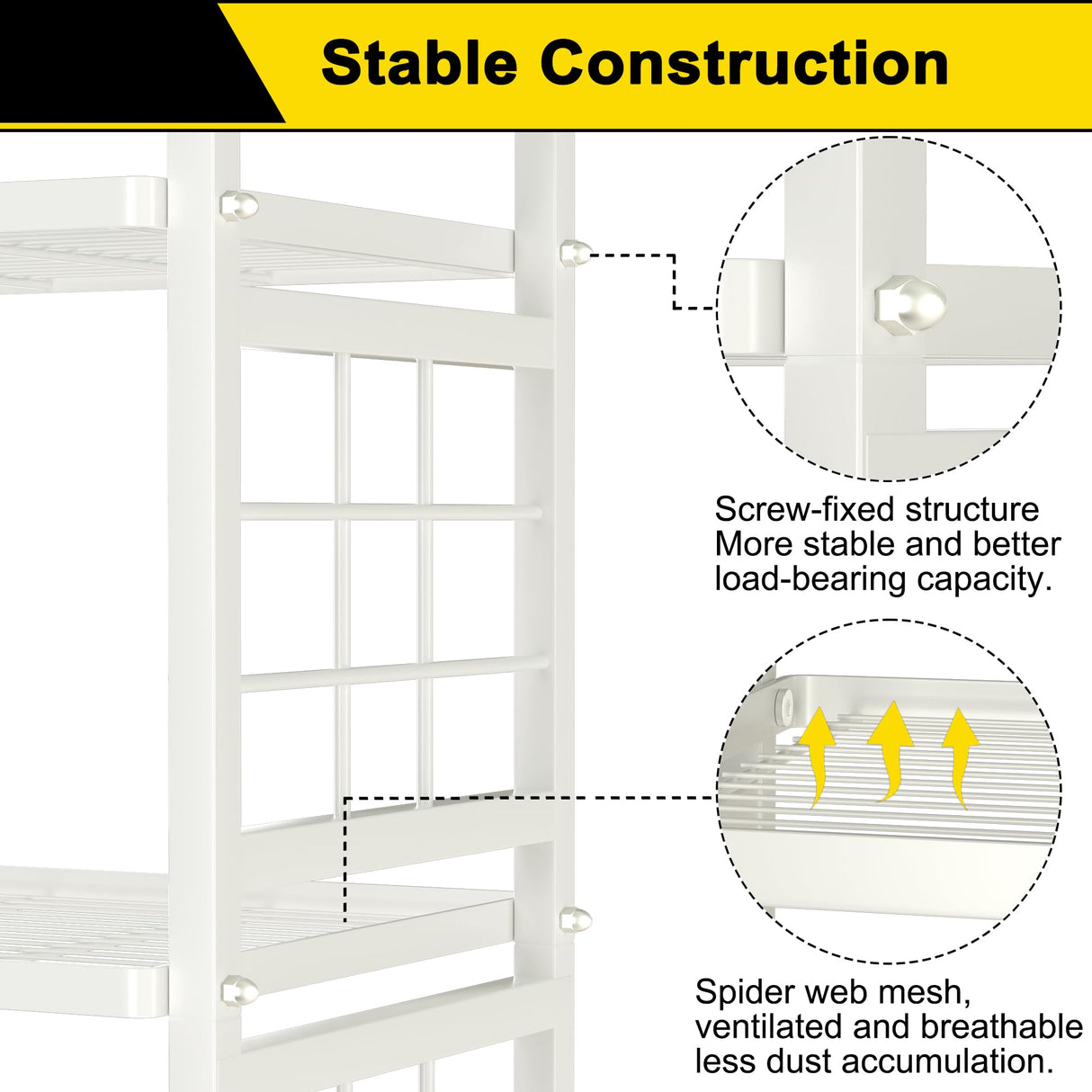 GIOTORENT 5-Wire Standing Storage Shelves, Metal Shelving Unit Pantry Rack for Laundry Kitchen Bathroom Organizer(White) GIOTORENT
