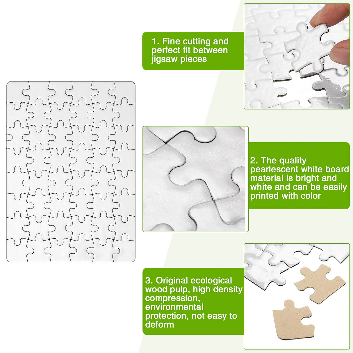 Sumind 10 Sets Blank Sublimation Puzzle Jigsaw Rectangle Heart Shaped White DIY Custom Puzzle Heat Press Thermal Transfer Puzzle Pearl Puzzle Blank Puzzle(A5-48 Rectangle and 75-Heart Shaped) Sumind