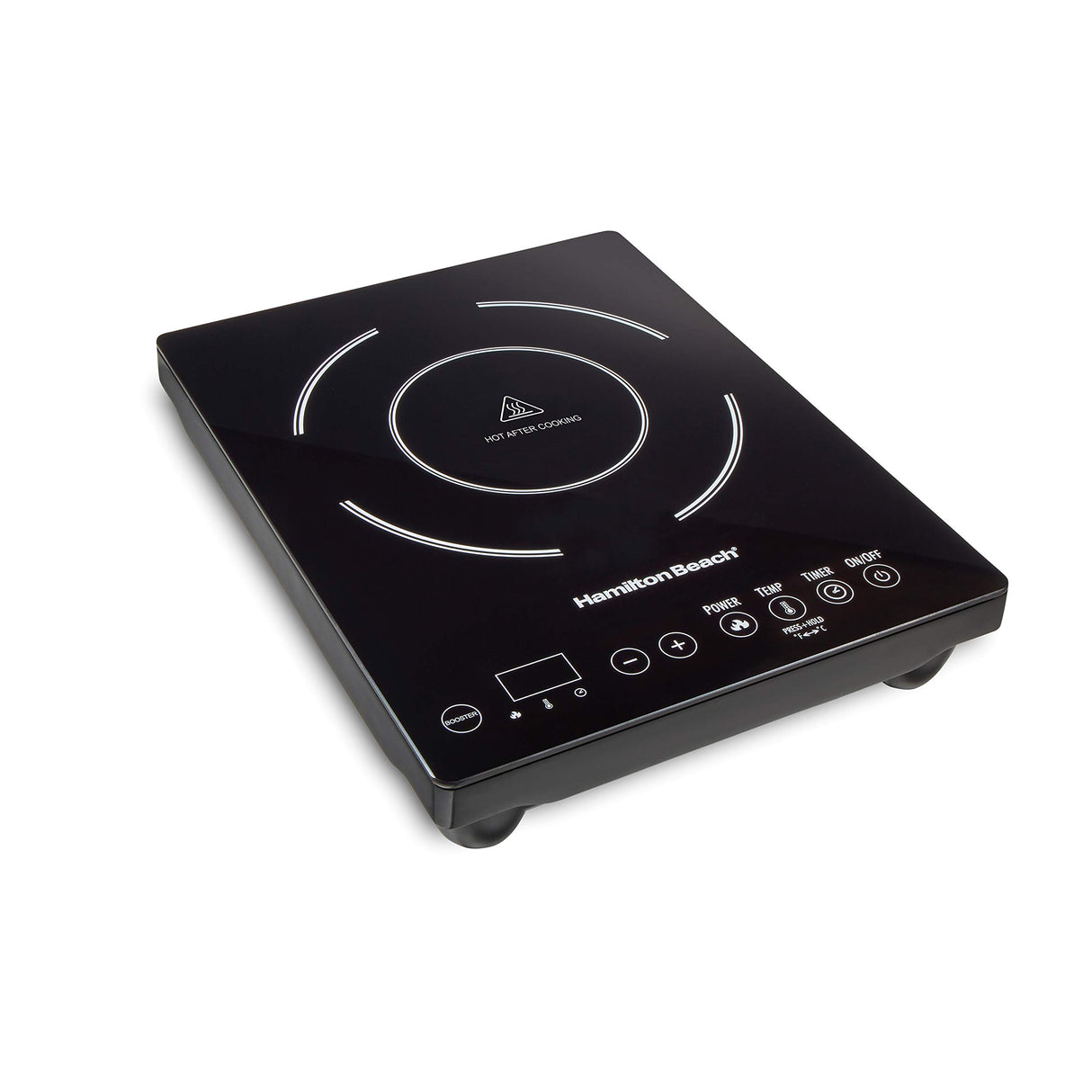 Hamilton Beach Portable Single Induction Cooktop Countertop Burner Hot Plate with Fast Heating Mode, 1800 Watts, 10 Temperature Settings up to 450F, Black (34104) Hamilton Beach