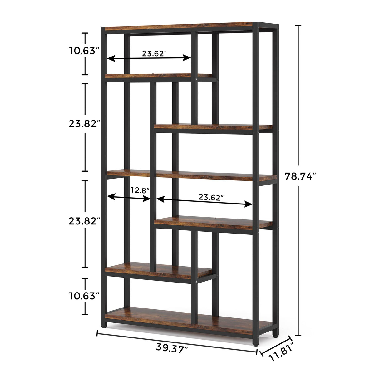 Tribesigns 79 Inch Industrial Vintage 10-Shelf Etagere Bookshelf for Home Office Storage Tribesigns