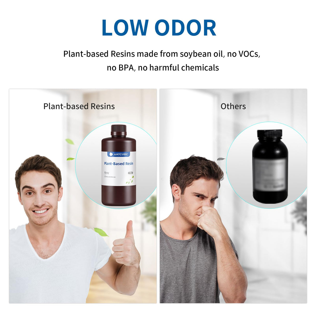 ANYCUBIC 3D Printer Resin, 405nm Plant-Based Rapid Resin, Low Odor, Photopolymer Resin for LCD 3D Printing,1kg Grey ANYCUBIC