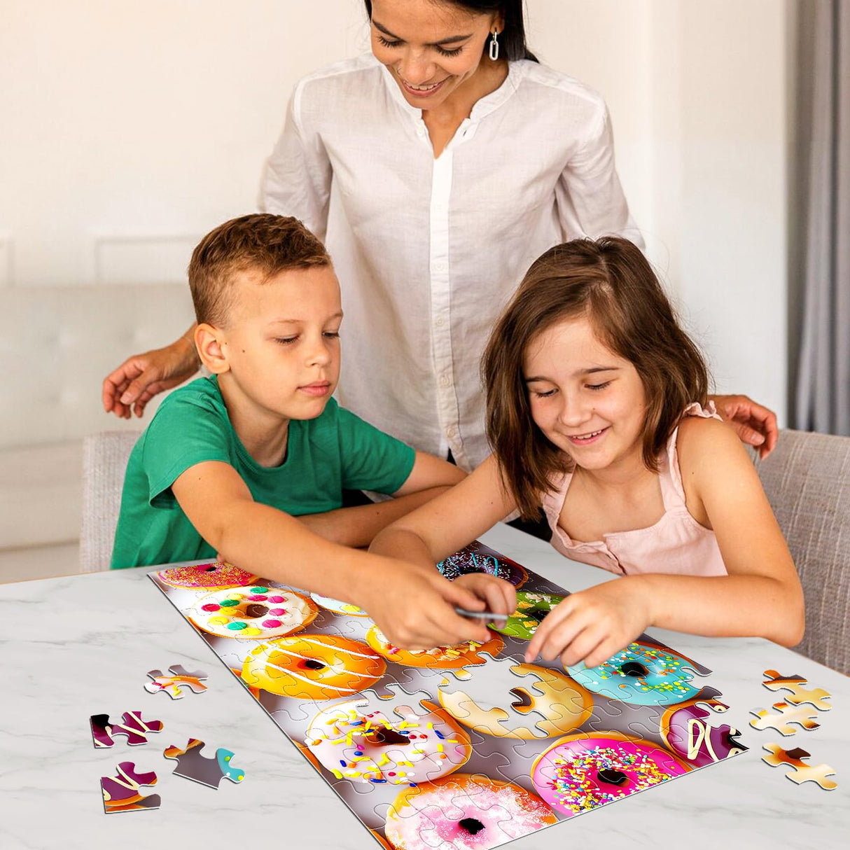 100 Pieces Puzzles for Kids Ages 4-8 6-8 8-10 Year Old - Donuts Jigsaw Puzzle for Kids Ages 5-8 Teens Toddler Learning Educational Puzzles for 4 5 6 7 8 9 Years Old Boys Girls Toys Gifts Jeacirio