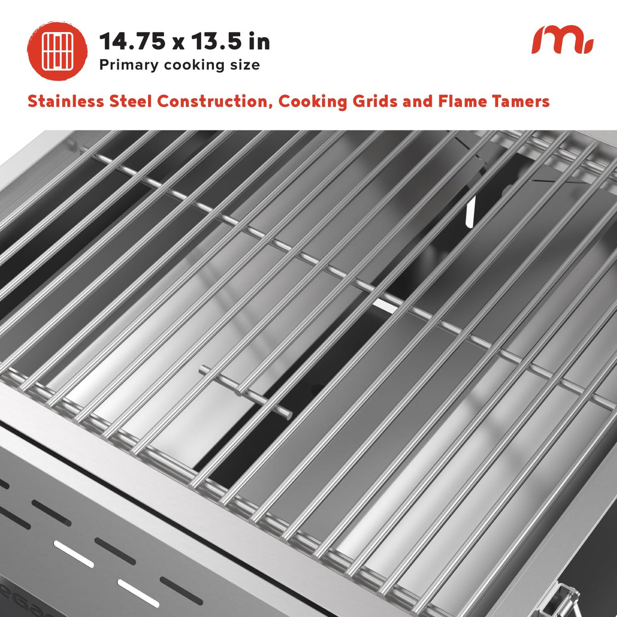 Megamaster Premium Outdoor Cooking 2-Burner Grill, While Camping, Outdoor Kitchen, Patio Garden, Barbecue with Two Foldable legs, Silver in Stainless Steel Megamaster